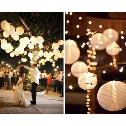 100pcs New Decorations balloon Ceiling Pendant light Lamp Shade White Rice Paper lanterns Birthday Party Wedding