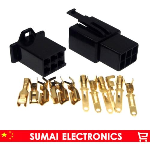 2.8mm 6 Way/pin Electrical Connector Kits Male&Female sets for E-Bike,Motorcycle,Motorbike,car etc.Black