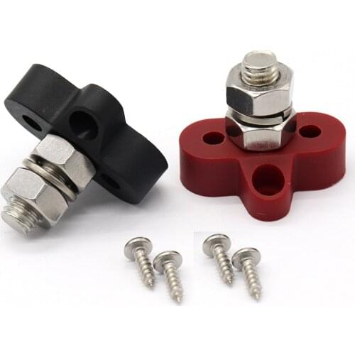 2 Pieces Distribution Block Junction Block Terminal Block RED+BLACK 3/8"