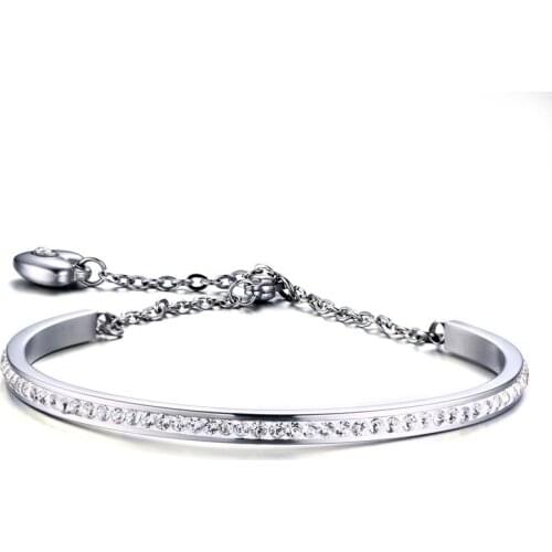 2019 new simple 4MM stainless steel sticky Semi-precious stones a heart bracelet 3 colors optional ladies elegant jewelry BR-227