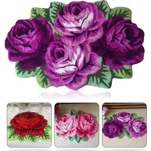 3D Rose Anti-slip Door Mat Emboridery Floral Rug for Living Room Bedroom Big Area Rugs Lover Romantic Floor Carpet Gift