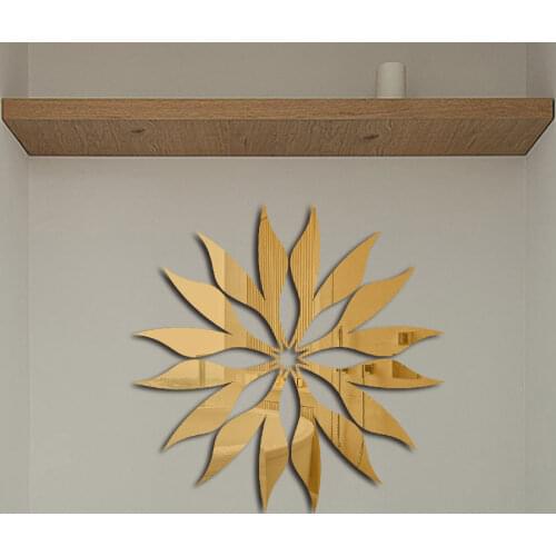 JM330 Sunflower Flower Room Decoration 3D Three-dimensional Removable Self Adhesive Acrylic Mirror Wall Sticker