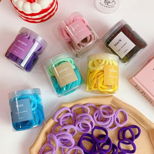 50PCS storage tank packaging girly cute color hair tie Japanese temperament high elastic head rope candy color rubber band
