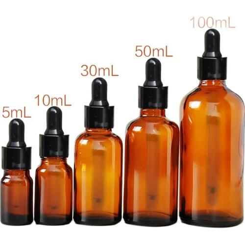 50pcs Empty Amber Glass Essence Oil Bottle Dropper Bottle Glass eye dropper pipette Bottle Vidrio Botella De Aceites Esenciales