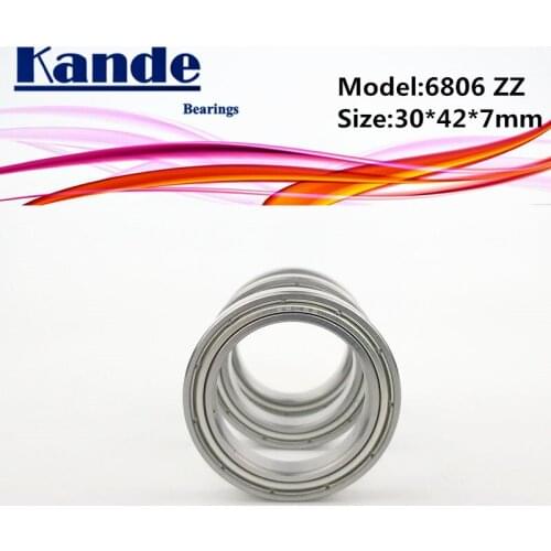 6806 ZZ 30x42x7 4pcs ABEC-1 6806ZZ Thin Section Deep Groove 6806 Ball Bearing Kande Bearings 61806
