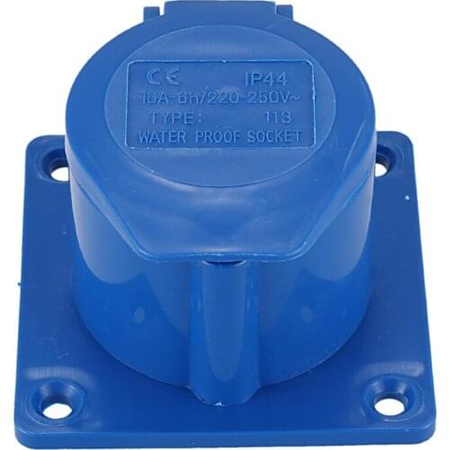 AC 220-250V 16A 2P+E IEC309-2 Panel Mount Industrial Socket Blue