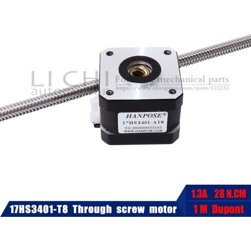 For 3D printer accessories NEMA 17 Through screw stepper motor 17HA3401-T8*2 400MM linear high torque stepper motor