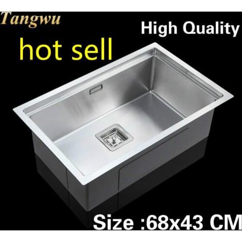 Free shipping Handmade kitchen manual sink single trough do the dishes high quality 304 stainless steel hot sell 680x430 MM