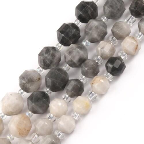 Hawkeye Agates Beads Faceted Sharp Energy Column Loose Stone Beads for Jewelry Making DIY Bracelet 15inch Strand