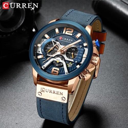 Wristwatch Mens CURREN Top Brand Luxury Sports Watch Men Fashion Leather Chronograph Watches with Date for Men Male Clock