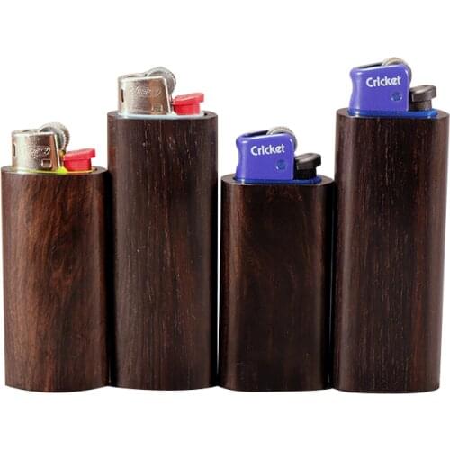 High-Grade Black Ebony Wooden Shell Case For Bic J3 J5 And Cricke Disposable Lighters