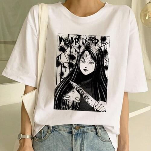 Horror Comics Summer New Female Casual Tee Large Size Loose Harajuku Vintage Dark Japanese Short Sleeve Tops Couple T-Shirt New