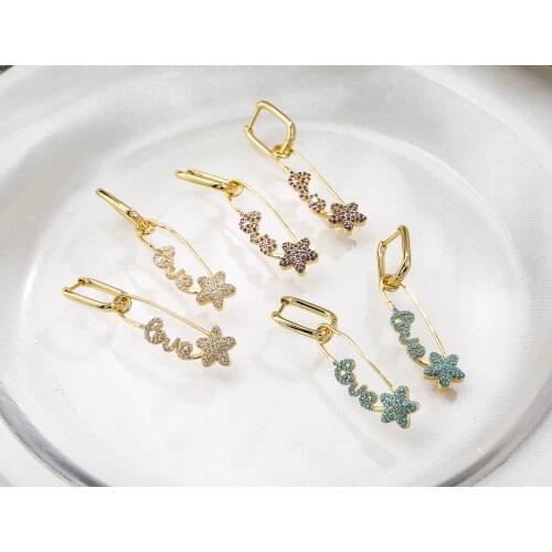 HECHENG,1 pair,Rainbow Stone Colorful Zircon Pin Earrings,For Women Earrings,Wholesale Jewelry