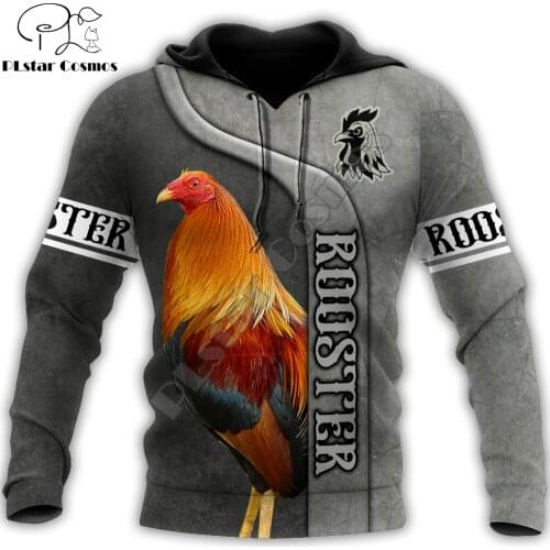 Love Rooster Pattern 3D All Over Printed Autumn Men Hoodies Unisex Casual Pullover Zip Hoodie Streetwear sudadera hombre DW0590