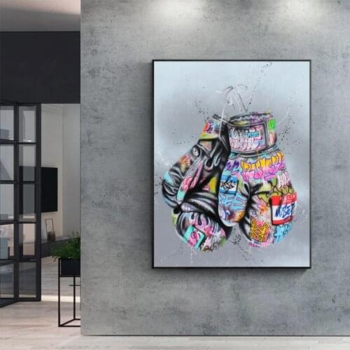 Graffiti Art Posters Boxing Gloves and Prints on The Wall Canvas Painting Street Wall Art Picture for Living Room Home Decor