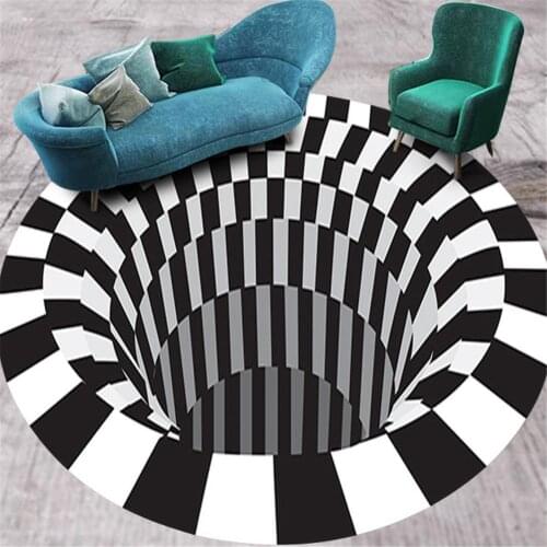 3d Print Carpet Luxury Carpet Floor Mat Rug White Black Abstract Geometric Optical Illusion Living Room Bedroom Rug Dropshipping