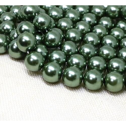 Bohemia style retail 4-14mm beautiful imitation green sea shell pearl round loose beads charms women jewelry making 15inch B1605