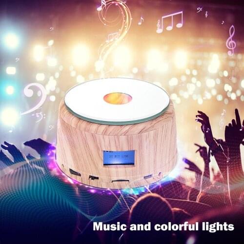 Led Lighting Display Base Bluetooth Speaker Stereo Wooden Base Music Swivel Display for 3D Laser Crystal Glass，Jewelry, Watch