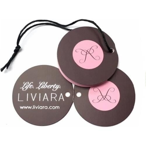 Ribbon with logo hang tag round tag