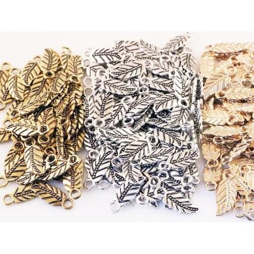 50g Hot Sale Metal Mixed Charm Plant Leaves Copper Bracelet Necklace Handmade Jewelry Making Wholesale DIY Jewelry