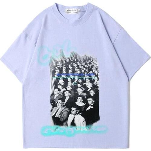 Mens Wear Summer Tshirt Hip Hop Character Print Short Sleeve T-shirt Mens And Womens Summer Fashion Brand Loose Fit Tees