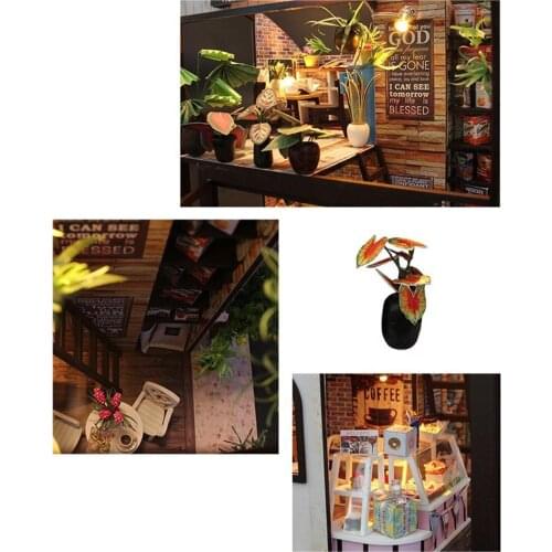 Architecture Model Building Kits & Furniture LED Miniature Wooden Dollhouse