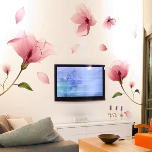 Flower Wall Stickers Beautiful Decoration Wall Kids PVC For Living Removable Stickers Bedroom Wall Rooms Sticker Room E7K7