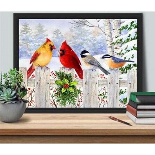 New Arrival 5D Diy Diamond Painting Winter Kit Wall Art Diamond Embroidery Bird Mosaic Animal Christmas Decorations For Home