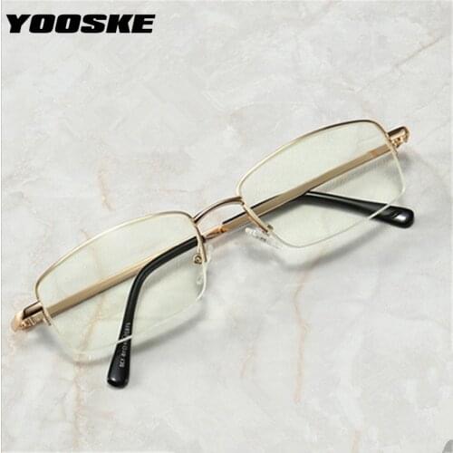 YOOSKE Half frame Reading Glasses Women Men High quality anti-fatigue Anti-blue light Presbyopia Readers Hyperopia Diopter +1.5