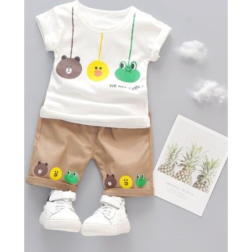 Baby Boy Clothes Boys Summer Cartoon Set Toddler Kids Clothing Cotton White Black T-Shirt Shorts 1 2 4 Years Infant Girl Outfits