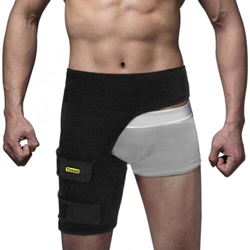Yosoo Black Adjustable Groin Brace Wrap Thigh Support Pain Relief Strain Neoprene Hip Orthopedic Braces
