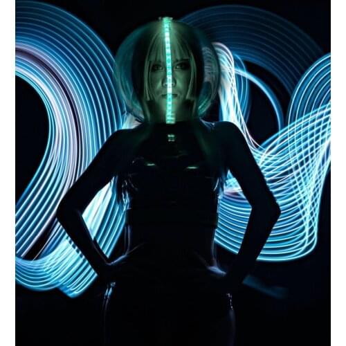 Nightclub led cap DJ DS Gogo transparent LED costume helmet hat party stage performance costume cosplay hats