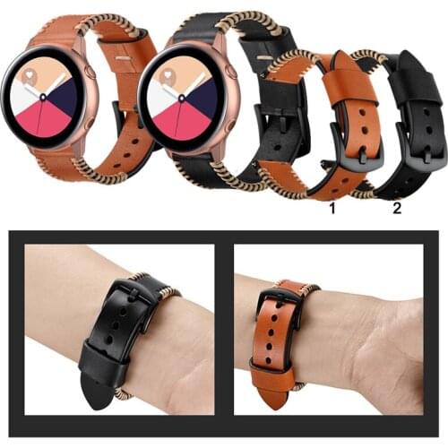 20mm 22mm Luxury Durable Leather Band Strap For Samsung Galaxy Watch Active 2 for Samsung Gear Sport Strap Watch Accessories