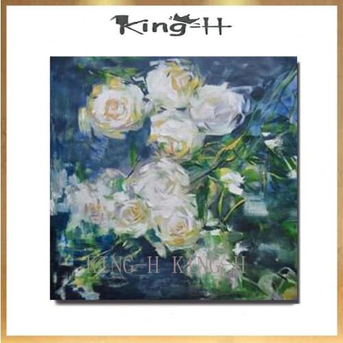 Hand-painted oil painting gray flowers rural planting flowers content abstract modern high quality decorate children room hall