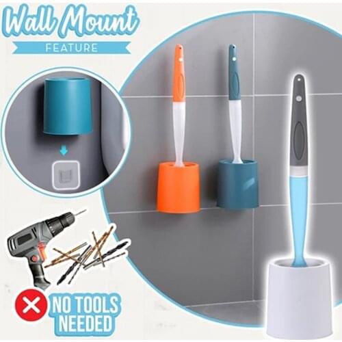 1 Set Soap Dispensing Toilet Brush Silicone Head Long Handle Cleaning Brush With Holder For Bathroom Toilet