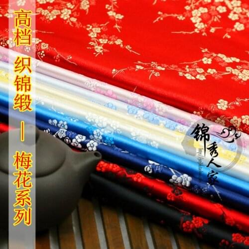 Plum blossom diy fabric imitate silk Brocade Fabric Damask Jacquard Upholstery Furnishing patchwork fabric sewing tissue 75*50cm