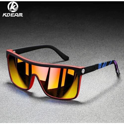 KDEAM Large Frame Conjoined Polarized SunGlasses Anti-glare UV400 Lens outdoor Sports Baseball Sunshade Retro Glasses G48