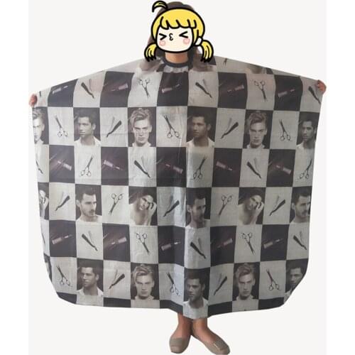 Anti-Sticking Adult Hairdressing Haircut Dyeing Coloring Wrap Cape Gown Apron Cloth of Image Scissors Comb Printing E698