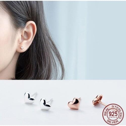 La Monada Glossy Heart Stud Earrings For Women Silver 925 Fine Women Earrings In Jewelry Stud Earrings 925 Sterling Silver