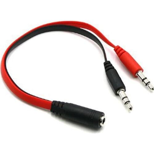 100pcs/lot 3.5mm 1 Female to 2 male AUX Audio Cable Mic Splitter Cable Earphone Headphone Adapter Cable for Phone pad Mobile