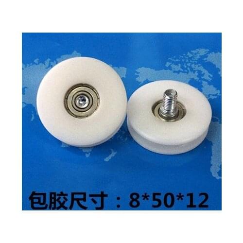 4Pieces/Lot M6X12MM Diameter:50mm 608 H Groove Pulley Steel Wire Plastic Nylon Wheels