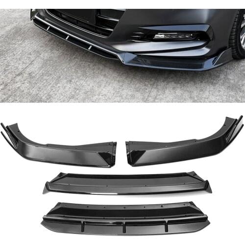 4X Black Carbon Front Bumper Lip Splitter Body Kit Spoiler Splitter Front Bumper Lip For Honda Accord 10th 2018 2019 Gen Sport