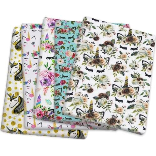 50*145cm Unicorn Flower Animal Polyester Cotton Patchwork Sewing Quilting Fabrics Needlework Material DIY Cloth,1Yc14280