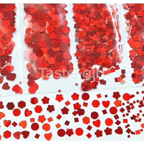 6 shapes red acrylic nail art decorations decals Sticker nail sequins Foil glitter manicure beauty Styling Accessories Tools #2