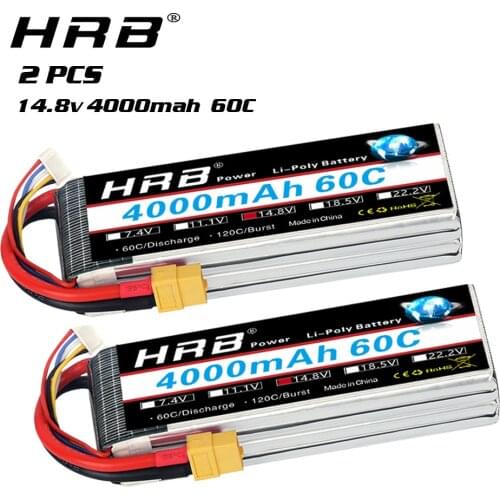 1/2 packs HRB RC Lipo Battery 4S 14.8V 4000mah 60C with XT60 connector for traxxas 1/10 1/12 rc car trucks RC boat drone battery
