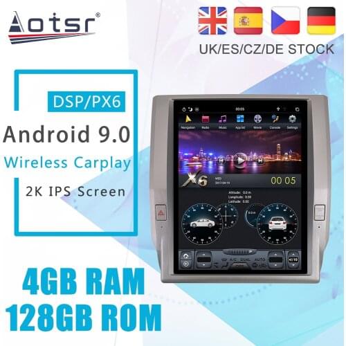 Android 9.0 128G PX6 Tesla Styel For Toyota Tundra XK50 2013 - 2020 Auto Radio Stereo Car Multimedia Player DVD GPS Navigation
