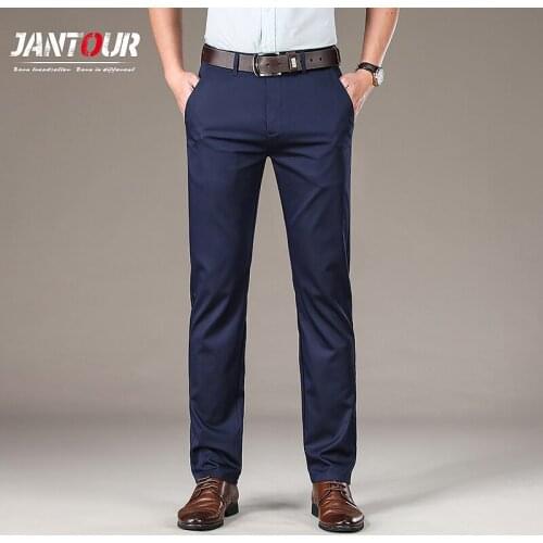 Spring Summer Business Suit Pants For Men Fashion Bamboo Fiber Trousers Male Office Casual Formal Dress Pants Brand Men Clothing