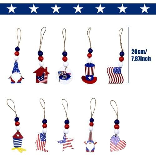 Wooden Hanging Ornaments Independence Day Pendants for of July Patriotic Day Home Window Wall Holiday Party Decoration decor