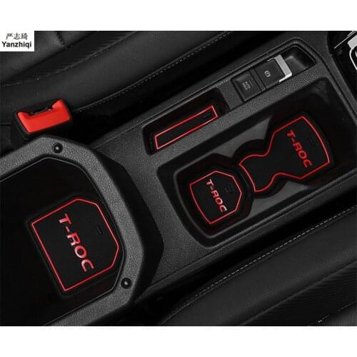 For 2017 2018 Volkswagen/Vw T-ROC T ROC TROC Car Gate Slot Pad Non-slip Cup Mat Anti Slip Door Groove Mat Interior 14pcs