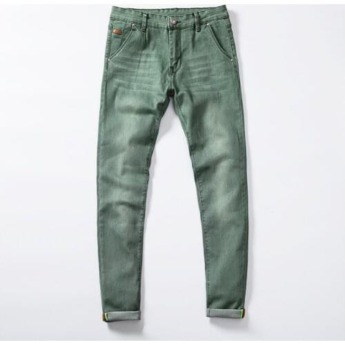 Denim Trousers Male Green Black Khaki White Pants Male Brand Mens Colored Jeans Stretch Skinny Jeans Men Fashion Casual Slim Fit